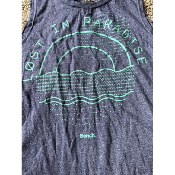 Bench Womens "lost in Paradise" Sleeveless Blue Tank Graphic Size Small Active - Picture 5 of 13
